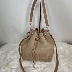 White House Black Market Taupe Suede Crossbody/Shoulder Bag